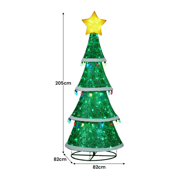 Indoor/Outdoor Tiered Christmas Tree with Lights - 205cm Image 4