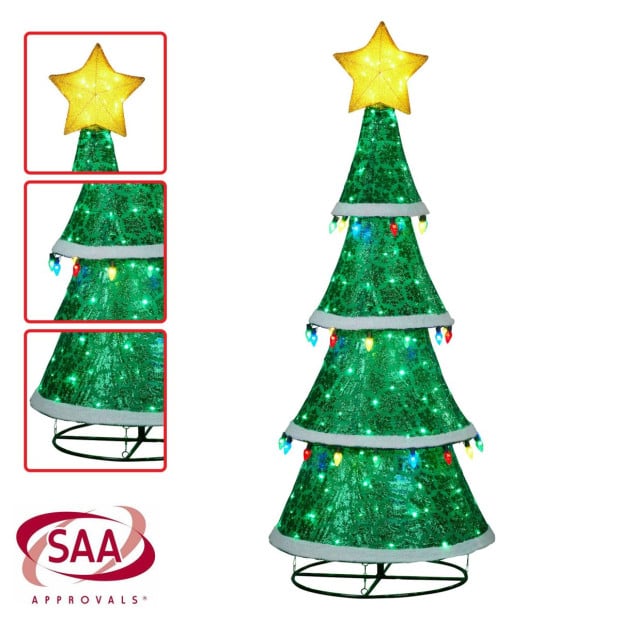 Indoor/Outdoor Tiered Christmas Tree with Lights - 205cm Image 5
