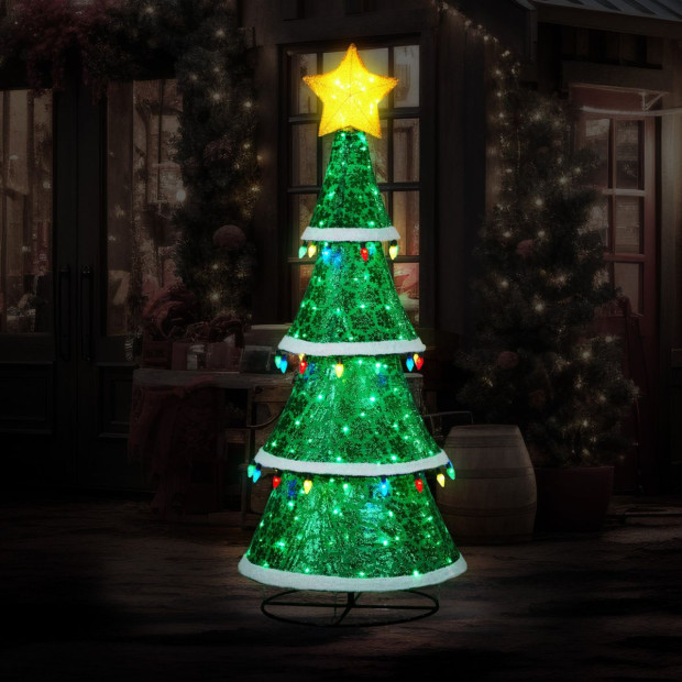 Indoor/Outdoor Tiered Christmas Tree with Lights - 205cm Image 7