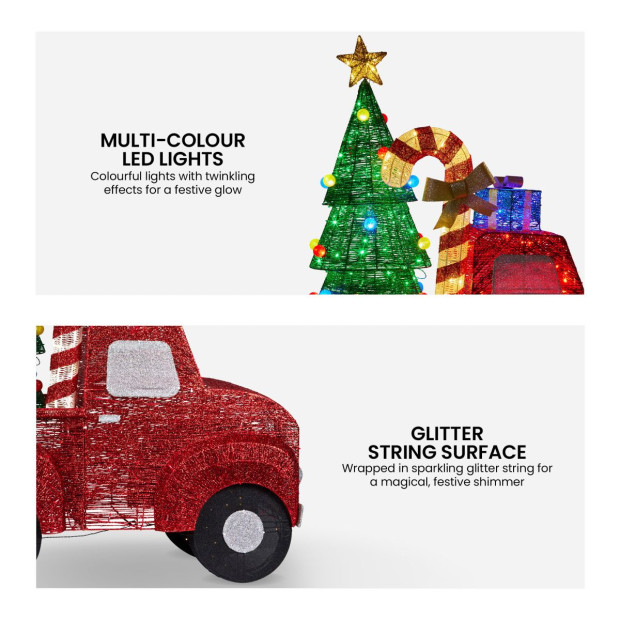 Christabelle 145cm Sparkling Christmas Tree Truck Display Glitter String LED Lights Red Image 4