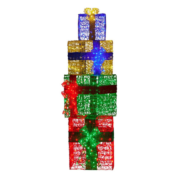 Christabelle 190cm 4-Piece Gift Stack Box Christmas Decoration Bows LED Lights Xmas Display Image 2