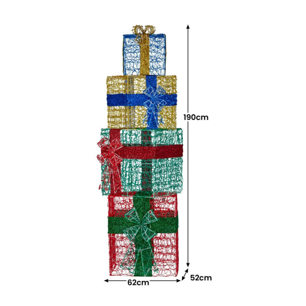 Christabelle 190cm 4-Piece Gift Stack Box Christmas Decoration Bows LED Lights Xmas Display Image 3