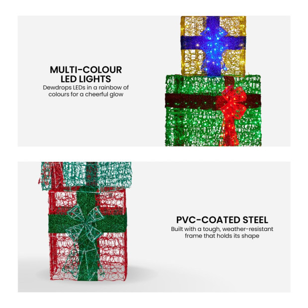 Christabelle 190cm 4-Piece Gift Stack Box Christmas Decoration Bows LED Lights Xmas Display Image 4