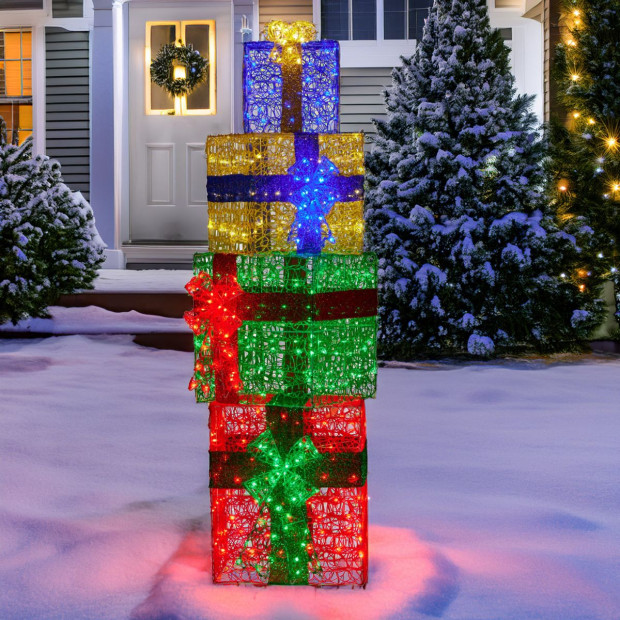 Christabelle 190cm 4-Piece Gift Stack Box Christmas Decoration Bows LED Lights Xmas Display Image 7