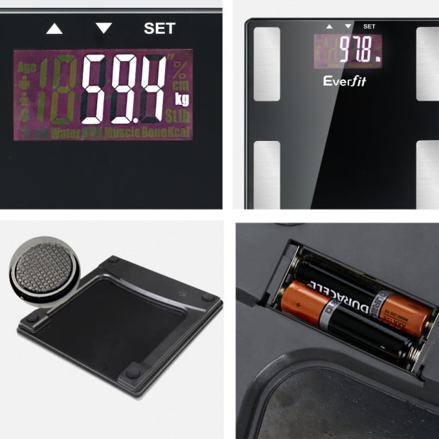 Electronic Digital Body Fat Scale Bathroom Weight Scale-Black Image 6