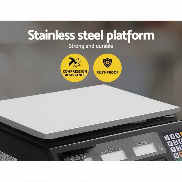 40KG Digital Kitchen Scale Electronic Scales Shop Market Commercial Black Image 4