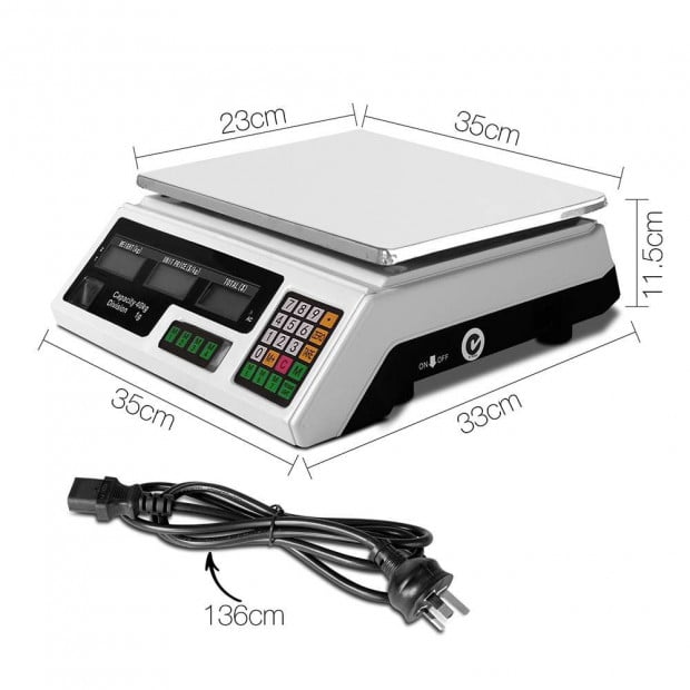 40KG Digital Kitchen Scale Electronic Scales Shop Market Commercial White Image 2