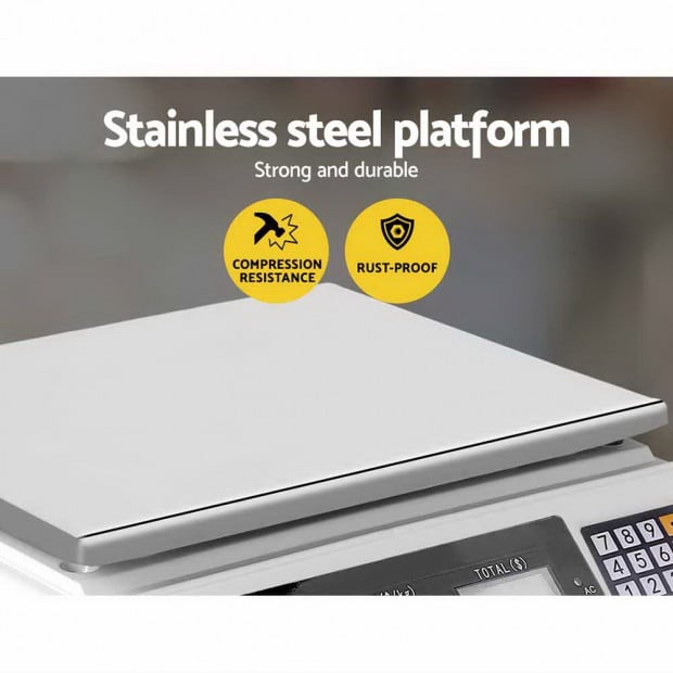 40KG Digital Kitchen Scale Electronic Scales Shop Market Commercial White Image 4