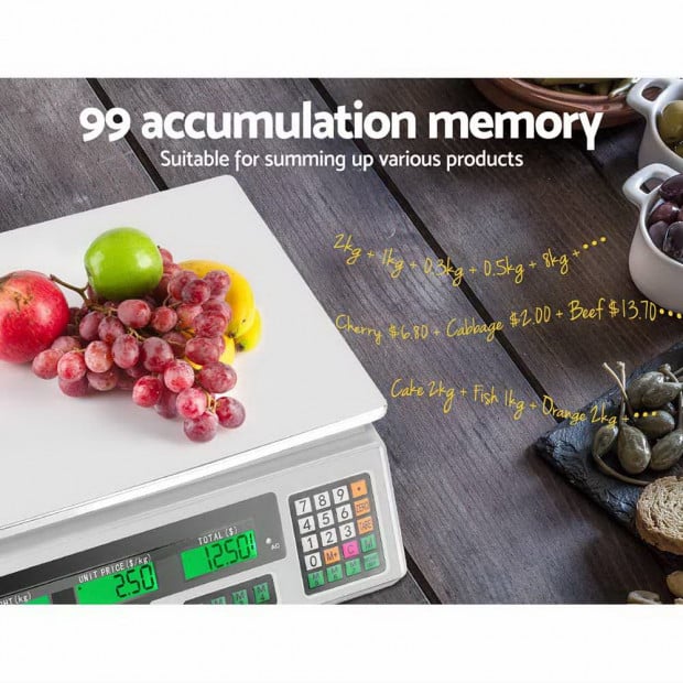 40KG Digital Kitchen Scale Electronic Scales Shop Market Commercial White Image 6