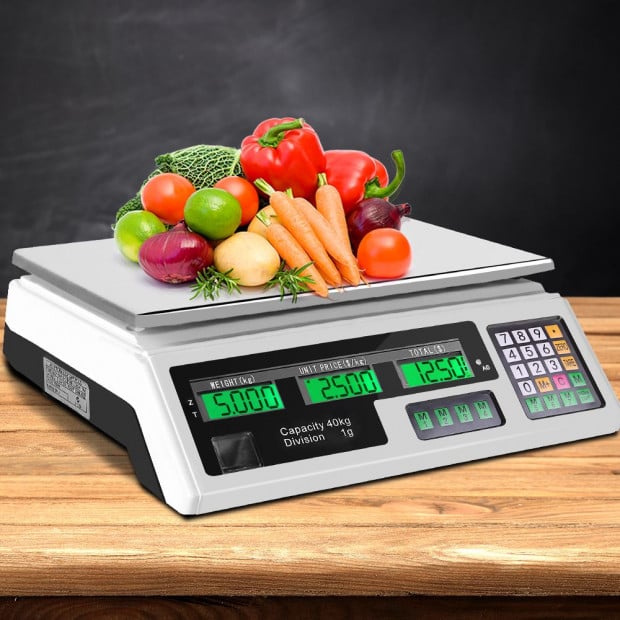 40KG Digital Kitchen Scale Electronic Scales Shop Market Commercial White Image 7