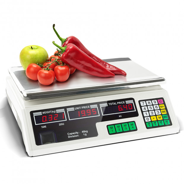 Portable Electronic Kitchen Digital Scales - 40kg White