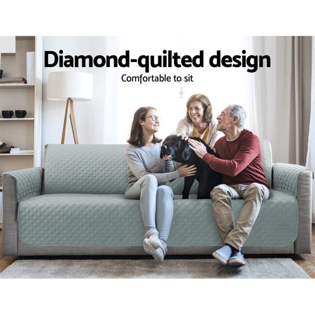 Sofa Cover Quilted Couch Covers 100 Water Resistant 3 Seater Grey