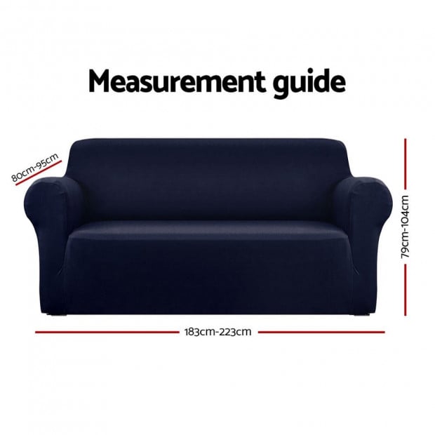 Sofa Cover Elastic Stretchable Couch Covers Navy 3 Seater Image 2