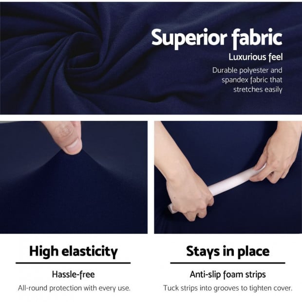 Sofa Cover Elastic Stretchable Couch Covers Navy 3 Seater Image 4