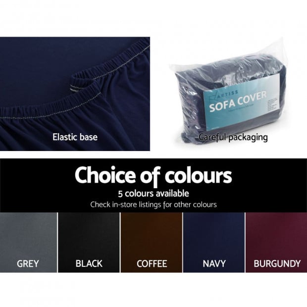 Sofa Cover Elastic Stretchable Couch Covers Navy 3 Seater Image 5