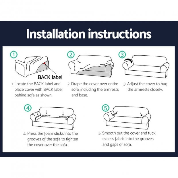 Sofa Cover Elastic Stretchable Couch Covers Navy 3 Seater Image 6