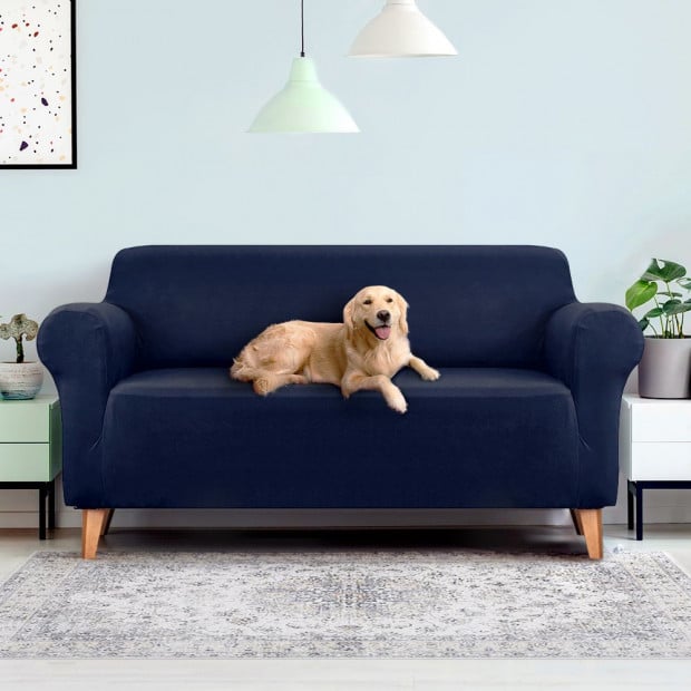 Sofa Cover Elastic Stretchable Couch Covers Navy 3 Seater Image 7
