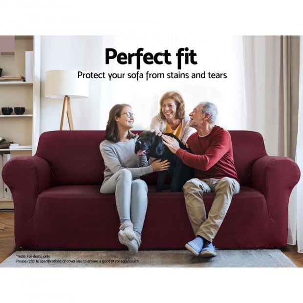 Sofa Cover Elastic Stretchable Couch Covers Burgundy 3 Seater Image 3