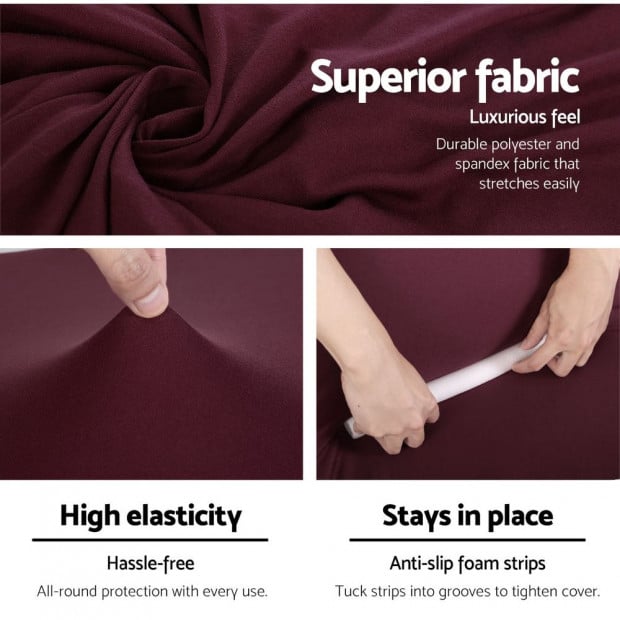 Sofa Cover Elastic Stretchable Couch Covers Burgundy 3 Seater Image 4