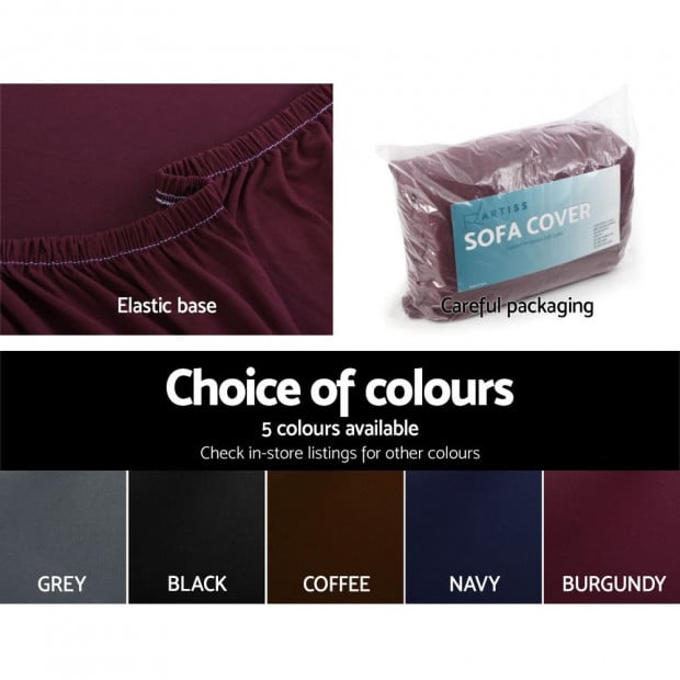 Sofa Cover Elastic Stretchable Couch Covers Burgundy 3 Seater Image 5