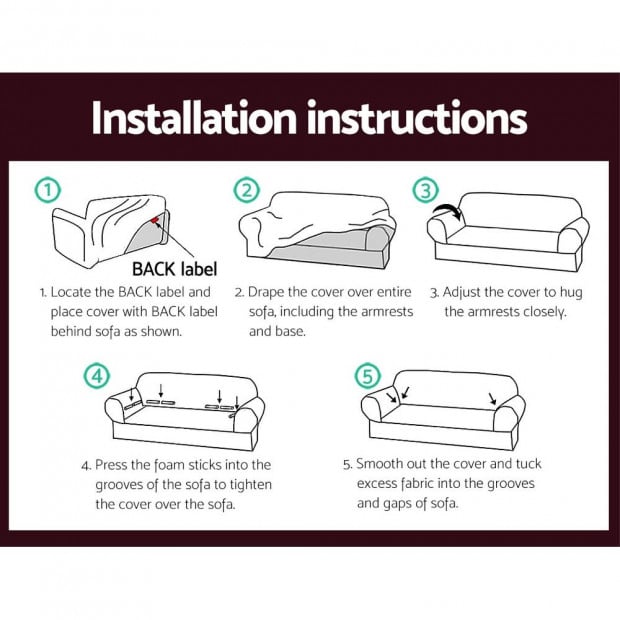 Sofa Cover Elastic Stretchable Couch Covers Burgundy 3 Seater Image 6