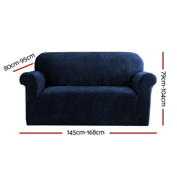 Velvet Sofa Cover Plush Couch Cover Lounge Slipcover 2 Seater Sapphire Image 2