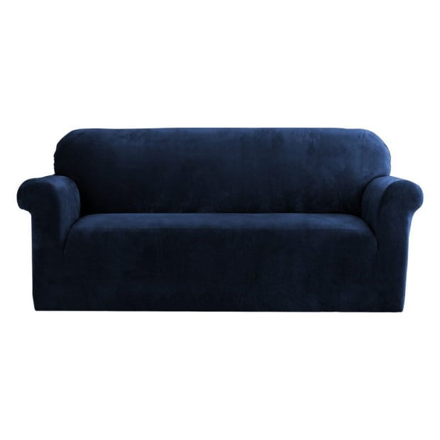Velvet Sofa Cover Plush Couch Cover Lounge Slipcover 3 Seater Sapphire