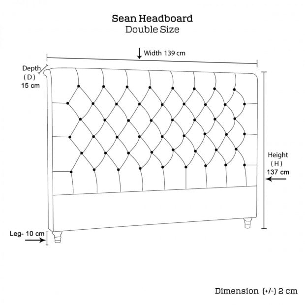 Sean Headboard Double Size Beige Image 8