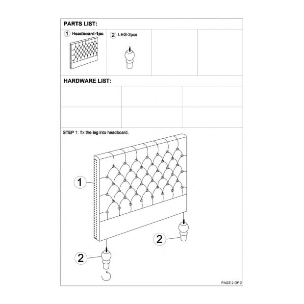 Sean Headboard Double Size Beige Image 9