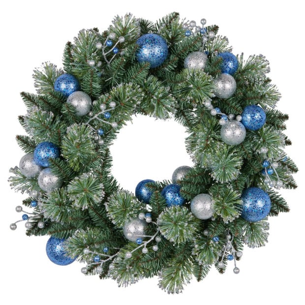 Blue Collection Multicolour Pre-Lit Christmas Wreath - 61cm Image 4