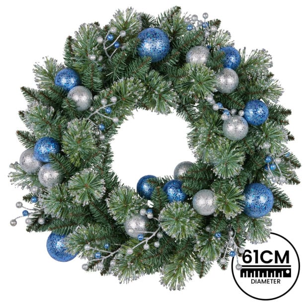 Blue Collection Multicolour Pre-Lit Christmas Wreath - 61cm Image 5