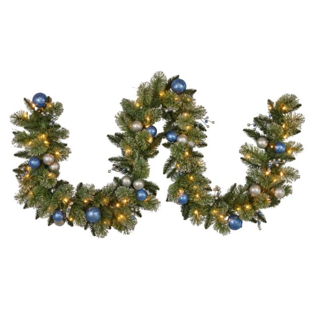 Blue Collection Multicolour Pre-Lit Christmas Garland - 274cm Image 3