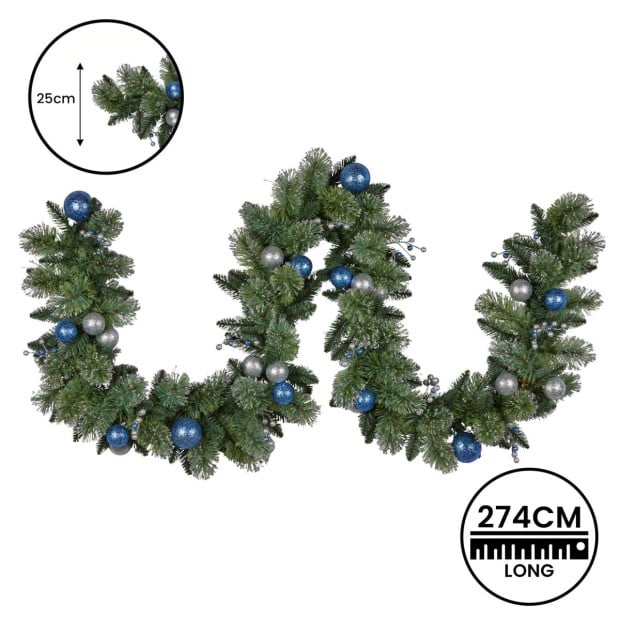 Blue Collection Multicolour Pre-Lit Christmas Garland - 274cm Image 5