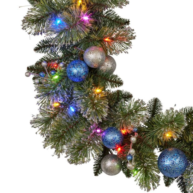 Blue Collection Multicolour Pre-Lit Christmas Garland - 274cm Image 6