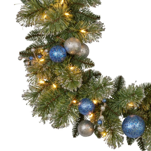 Blue Collection Multicolour Pre-Lit Christmas Garland - 274cm Image 7