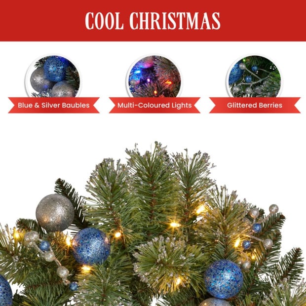 Blue Collection Multicolour Pre-Lit Christmas Garland - 274cm Image 8
