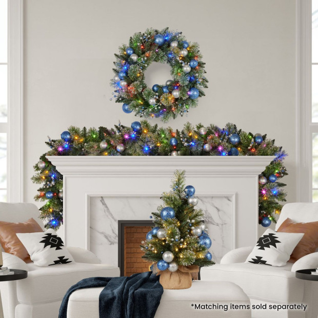 Blue Collection Multicolour Pre-Lit Christmas Garland - 274cm Image 9