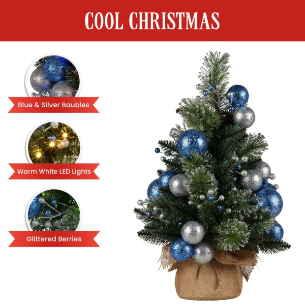 61cm Blue Collection Pre-Lit Tabletop Christmas Tree Image 7