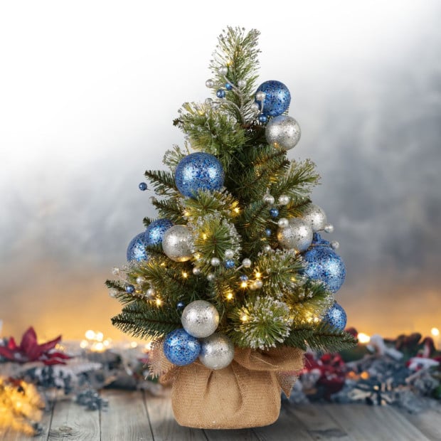 61cm Blue Collection Pre-Lit Tabletop Christmas Tree Image 8
