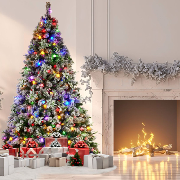 Snowy Crown Pine 2.3m Multicolour Pre-Lit Christmas Tree Image 12