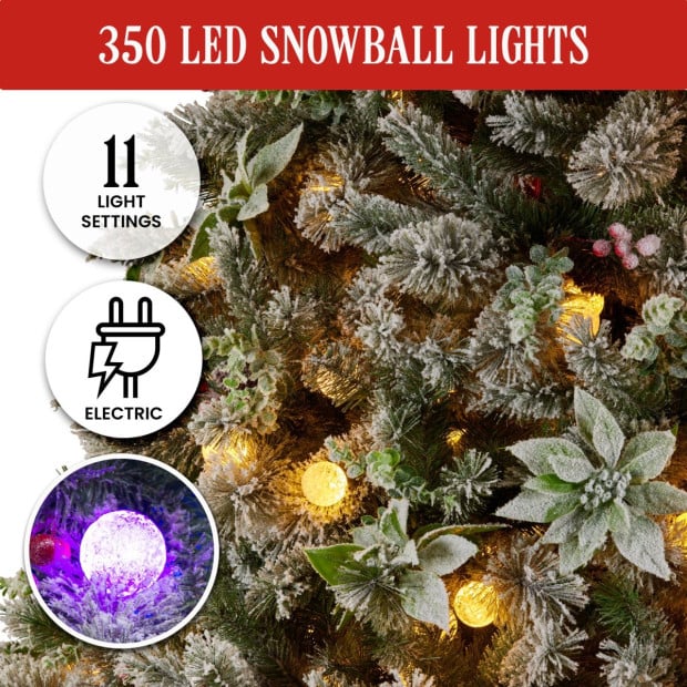 Snowy Crown Pine 2.3m Multicolour Pre-Lit Christmas Tree Image 9