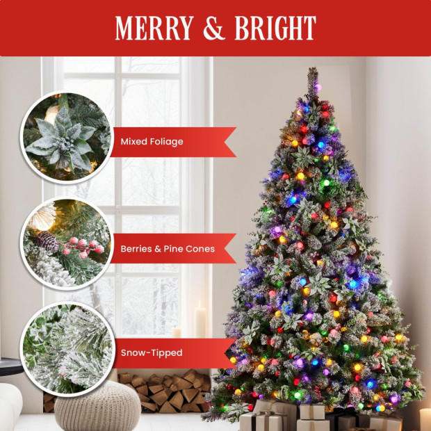 Snowy Crown Pine 2.3m Multicolour Pre-Lit Christmas Tree Image 10