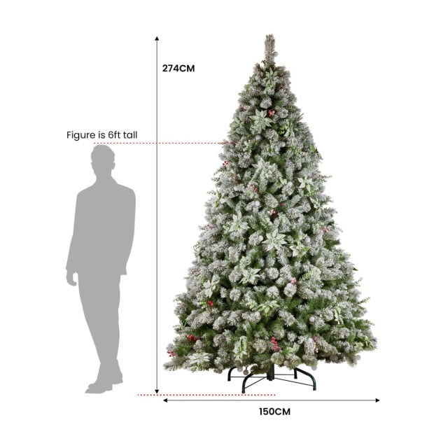 Snowy Crown Pine 2.7m Multicolour Pre-Lit Christmas Tree with 2429 Tips Image 5