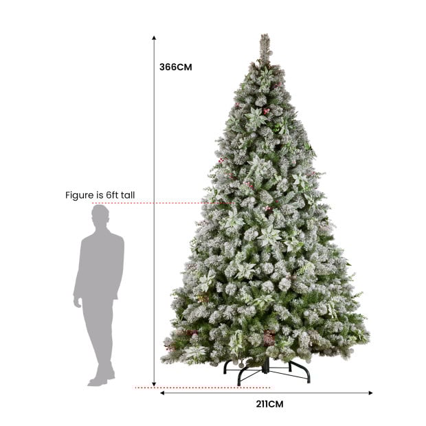 Snowy Crown Pine 3.6m Multicolour Pre-Lit Christmas Tree Image 5