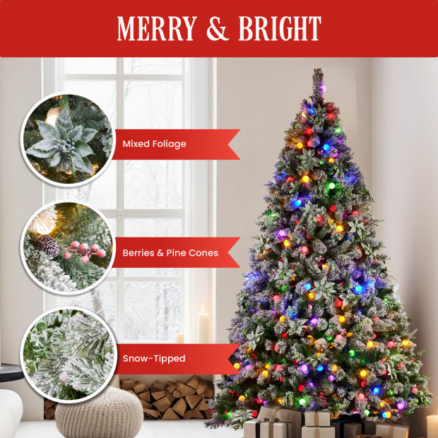 Snowy Crown Pine 3.6m Multicolour Pre-Lit Christmas Tree Image 10