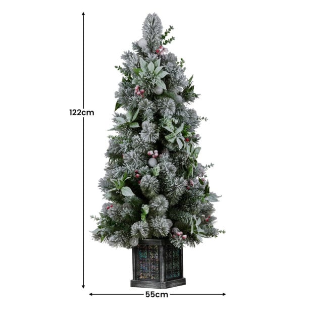 Snowy Crown Pine 1.2m Multicolour Pre-Lit Potted Christmas Tree Image 5