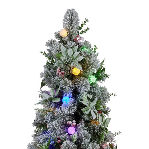 Snowy Crown Pine 1.2m Multicolour Pre-Lit Potted Christmas Tree Image 6