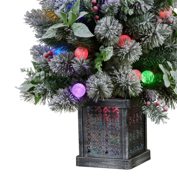 Snowy Crown Pine 1.2m Multicolour Pre-Lit Potted Christmas Tree Image 7