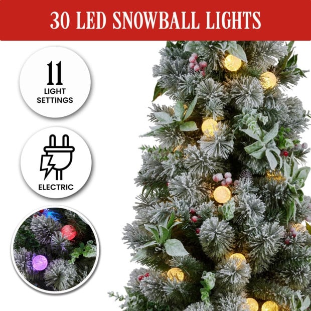 Snowy Crown Pine 1.2m Multicolour Pre-Lit Potted Christmas Tree Image 8
