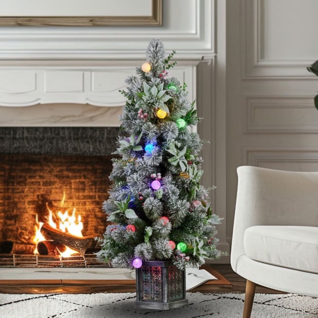 Snowy Crown Pine 1.2m Multicolour Pre-Lit Potted Christmas Tree Image 10